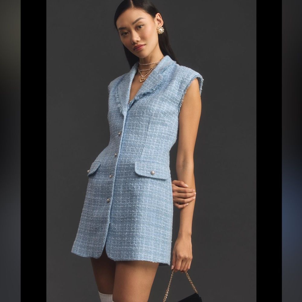 NWOT Maeve Sleeveless Tweed Blazer Mini Dress